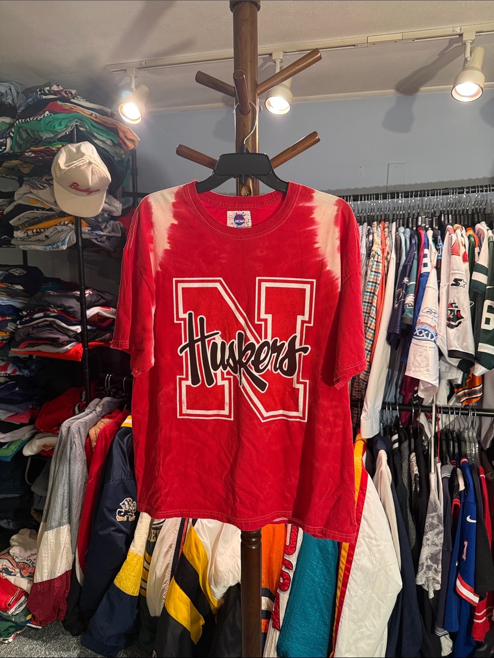 NCAA Nebraska Huskers Red Tie-Dye Short Sleeve Tee